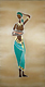 Femme africaine turquoise<br>37 x 18 cm